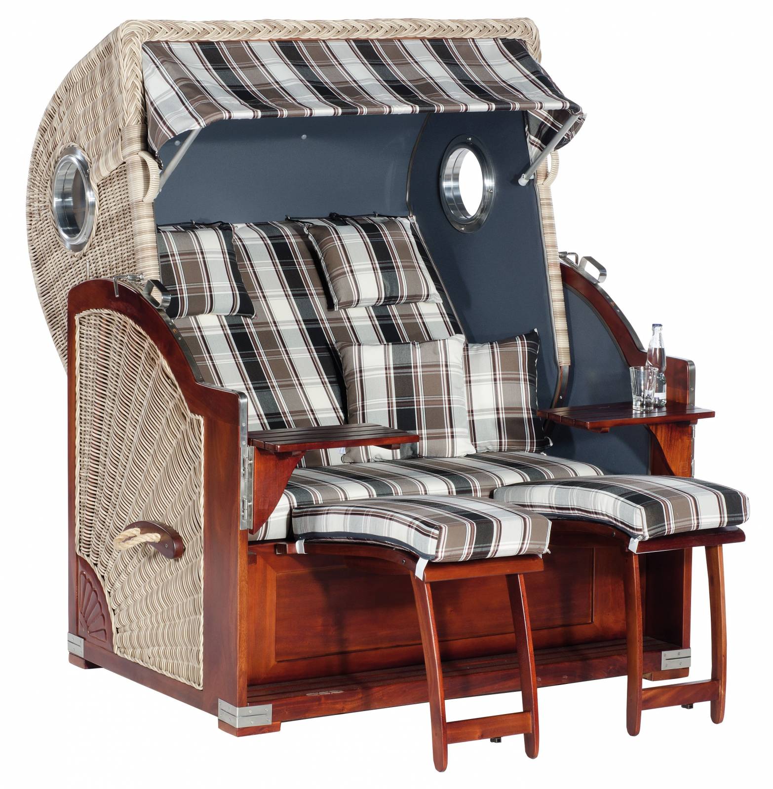 XL Garten-Strandkorb RUSTIKAL 500 PLUS COMFORT Antik Weiß 1217