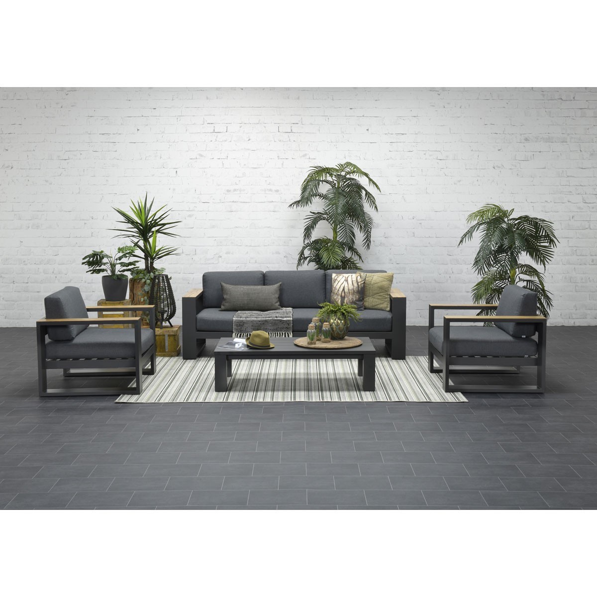 Garden Impressions »Cube« Lounge Gruppe Teak Look 2 Farben